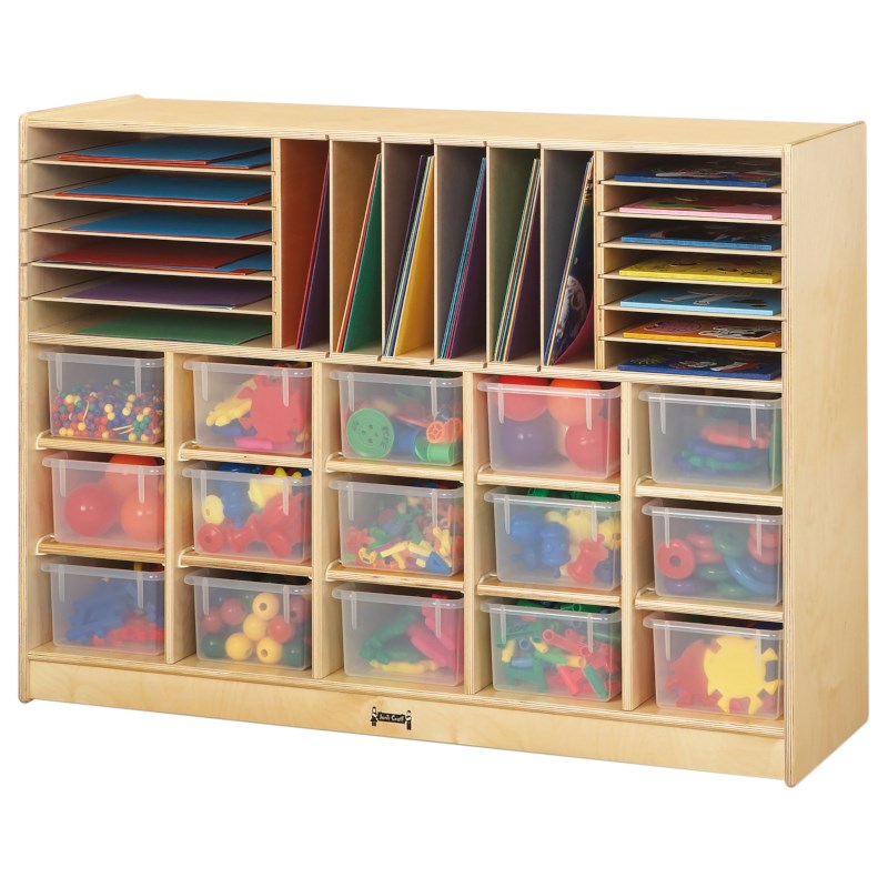 Sectional Cubbie-Tray Mobile Unit - with Clear Trays