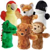 Exotic Animal Plush Puppets Set of 6