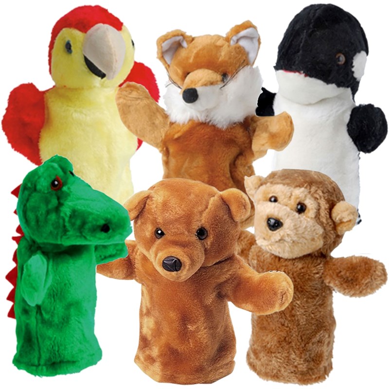 Exotic Animal Plush Puppets Set of 6