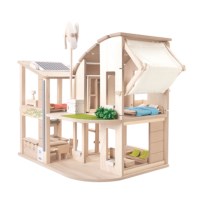 Green Dollhouse With Furniture