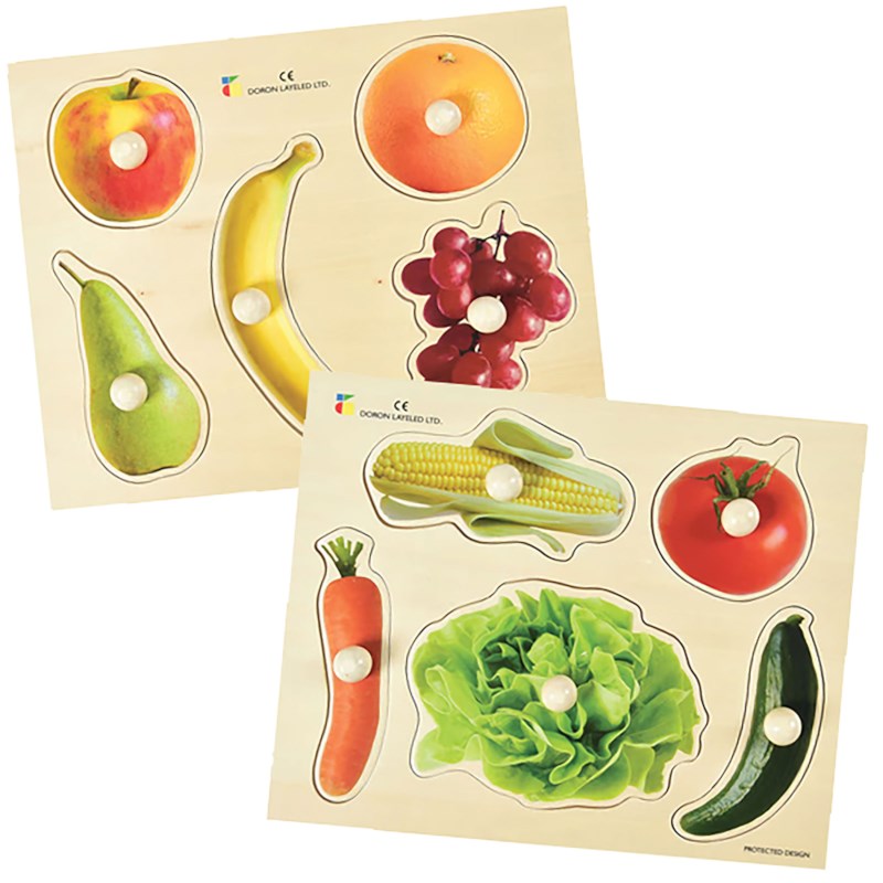 Knobbed Healthy Eating Wooden Puzzle Set