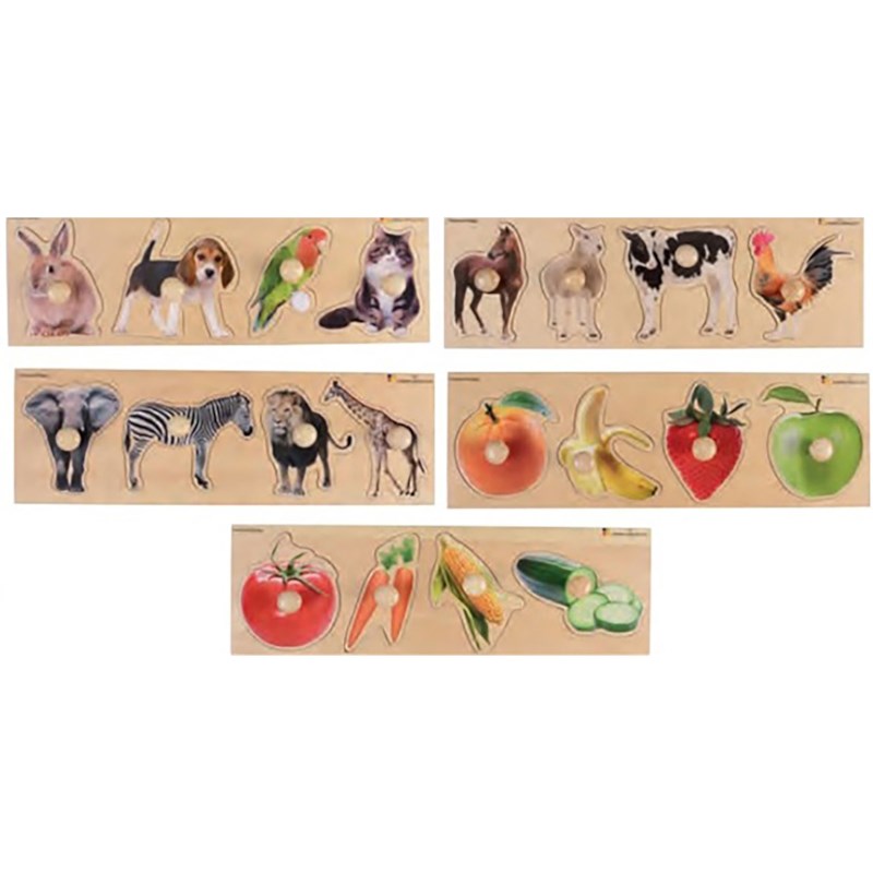 Extra Wide Knobbed Puzzle Set of 5